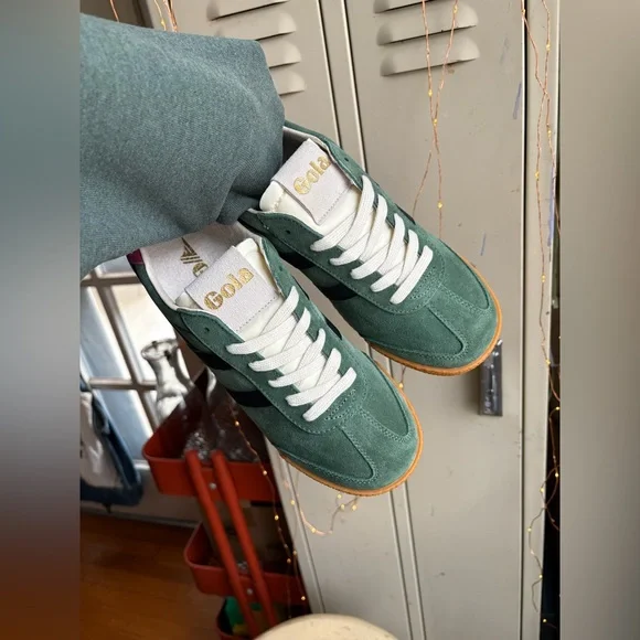 Gola Women's Elan Leather Sneaker Evergreen/Black/Fuchsia - Picture 8 of 16